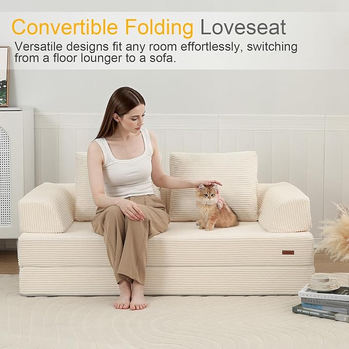 COMAX Futon Sofa Bed, Convertible Folding Sofa Bed, Boneless Couch Loveseat - Image 3