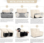 TAOCOCO Recliner Loveseat Slipcover, 6 Pieces Dual Recliner Sofa Covers - Image 7