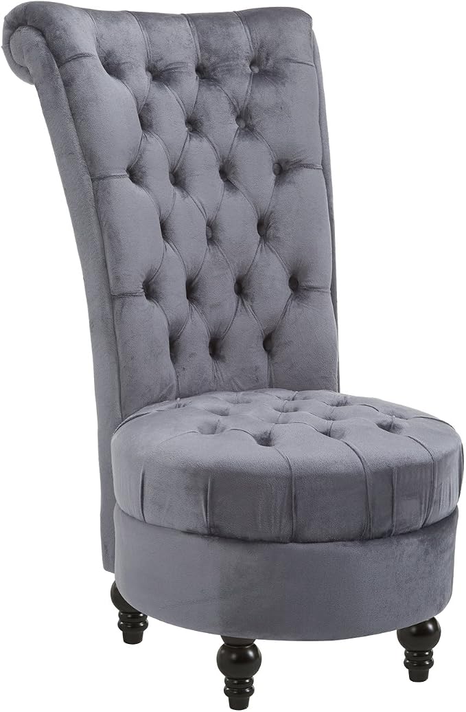 HOMCOM Retro High Back Armless Royal Accent Chair Fabric Upholstered Tufted Seat by HOMCOM