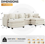 111'' Sectional Cloud Deep Seat Couch, Oversized Chenille U Shaped Sectional - Image 2