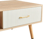 Coffee Table with Storage, Mid Century Boho Wood Center Table with Open Storage - Image 8
