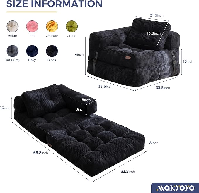 MAXYOYO Folding Sofa Bed, L-Shaped Convertible Sofa - Image 2