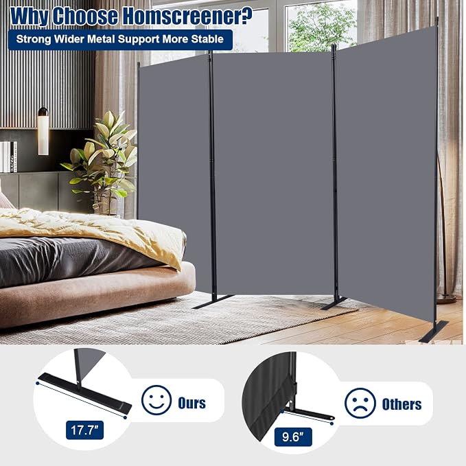 Room Divider 6FT Portable Room Dividers and Folding Privacy Screens, 3 Panel - Image 2
