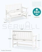 SERWALL Outdoor Bench, HDPE Outdoor Benches Weatherproof, 2-Person Garden Bench - Image 3