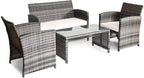 Tangkula 4 PCS Wicker Patio Conversation Set, Outdoor Rattan Sofas - Image 7