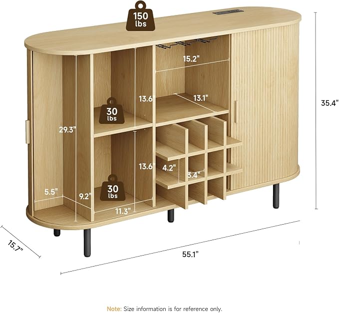 ONBRILL 55" Wine Bar Cabinet - Image 2