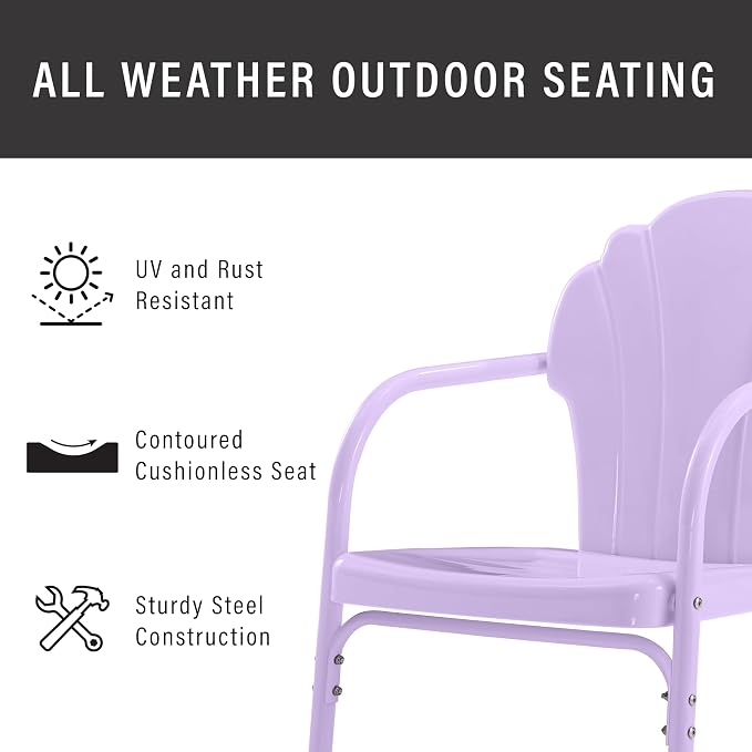 Crosley Furniture Tulip 2-Piece Outdoor Chair Set, Vintage Retro Metal Patio - Image 6