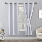 Room Darkening Curtains for Bedroom 2 Panels Greyish White, Energy Saving - Image 8