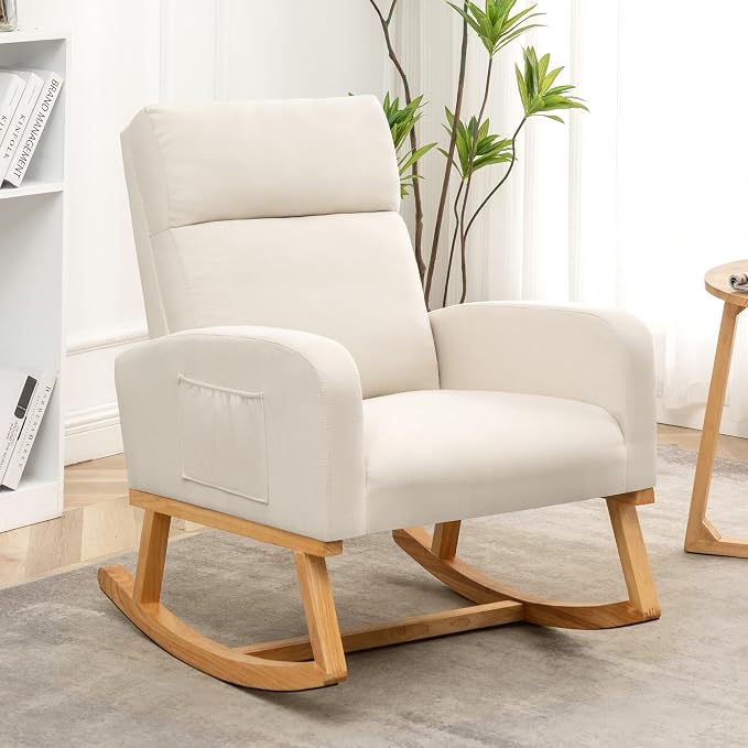 HCHAIRH Rocking Chair Nursery, Upholstered Nursing Rocker Chairs by HCHAIRH