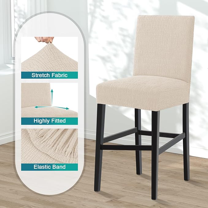 Turquoize 100% Waterproof Bar Stool Cover Stretch Washable Barstool Seat Covers - Image 4