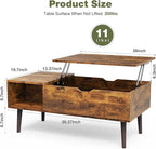 OLIXIS Wooden Coffee Table, Lift Top Coffee Table - Image 3