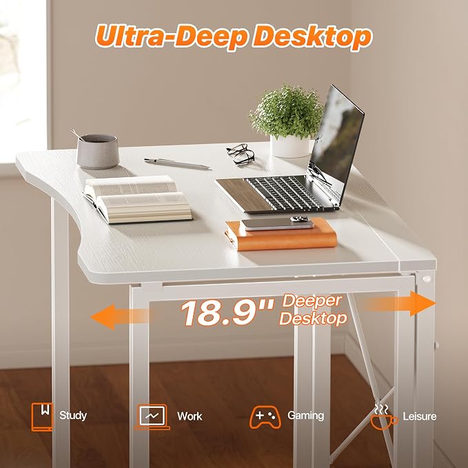 Huuger Folding Desk for Small Spaces, 31.5 Inch Foldable Computer Table - Image 4