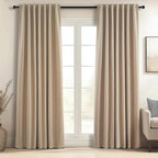 Topfinel Tan Blackout Curtains for Living Room 100 inch Long, Thick Linen Pinch by Topfinel