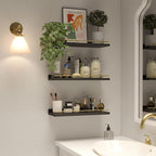 WOPITUES Floating Shelves with Gold Metal Guardrail, Shelves - Image 5