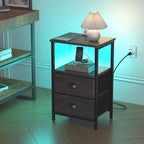 sthmec Nightstand with Charging Station, LED Night Stand Set of 2, Bedside - Image 4