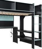 Modern Gaming Loft Bed with Built-in Desk, LED Lighting & Charging Hub – Full - Image 8