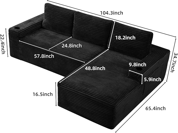 104" L Shaped Boneless Sectional Couches - Image 2