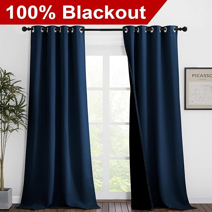NICETOWN 100% Blackout Blinds, 46 inches x 102 inches, Laundry Room Decor - Image 2