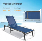 Aluminum Chaise Lounge Chair Outdoor, Foldable & Assembly Free Outdoor Lounge - Image 3