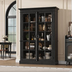 QUW Modern 65" Tall Display Cabinet, Farmhouse Curio Cabinets - Image 5
