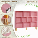 LEYAOYAO 10 Cube Bookshelf, 3 Tier Vintage 55" Wide Bookcase - Image 4