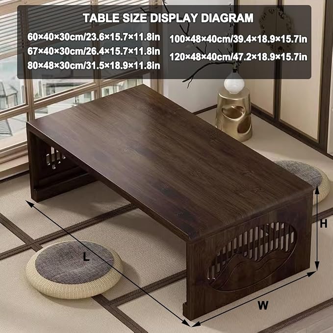 Floor Low Table, Japanese Living Room Coffee Table, Folding Design, - Image 2