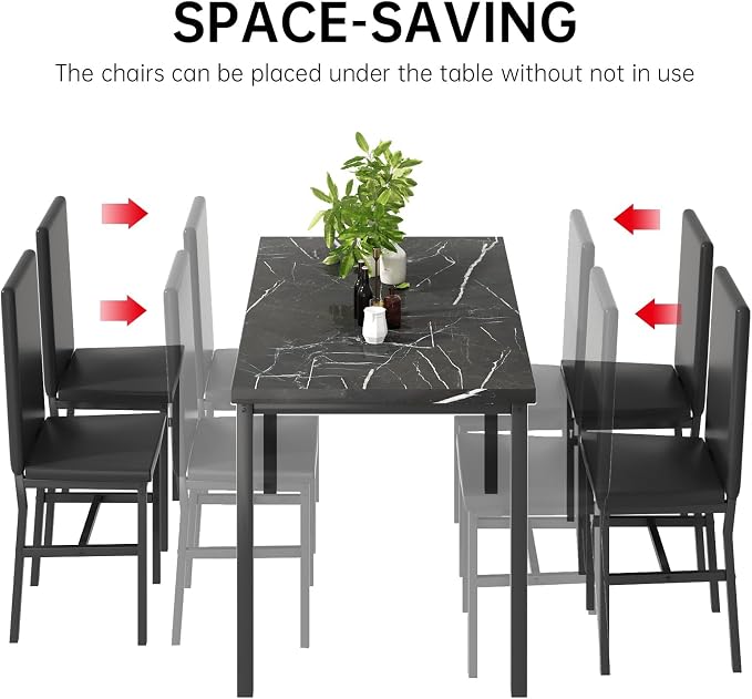 AWQM 5 Piece Dining Table Set for 4, Faux Marble Kitchen Table and Chairs for 4 - Image 5