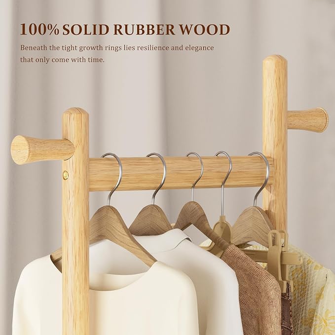 Solid Wood Coat Rack Freestanding Clothing Rack - Image 2