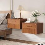 JOINICE Floating Nightstand Set of 2, Mid Century Modern Wall Mounted Bedside by Joinice