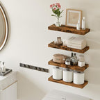 Fixwal Wood Floating Shelves, Wall Shelves Set of 4, Shelves - Image 2