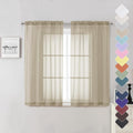 Taupe Sheer Curtains 54 Inch Length 2 Panels Set, Balance Light & Privacy Solid by Lecloud