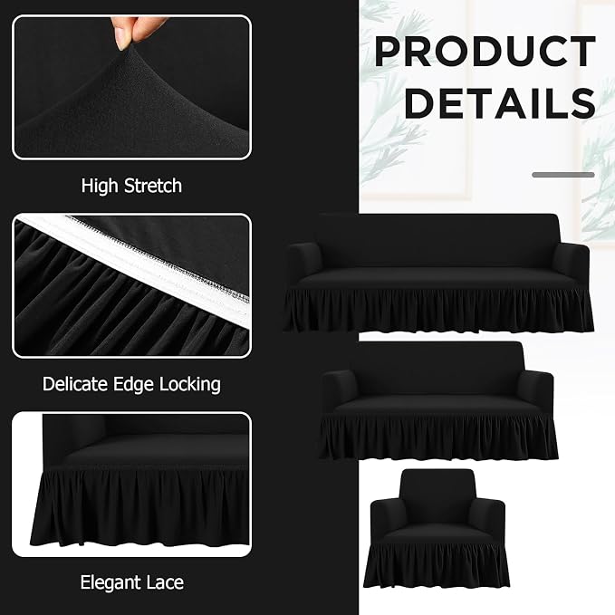 Fanfanwin 3 Pcs Sofa Slipcover Set - Image 3