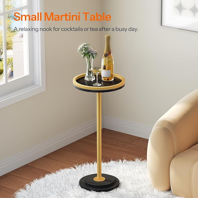 HOOBRO Small Round Side Table, Drink Table, Coffee Martini Table - Image 6