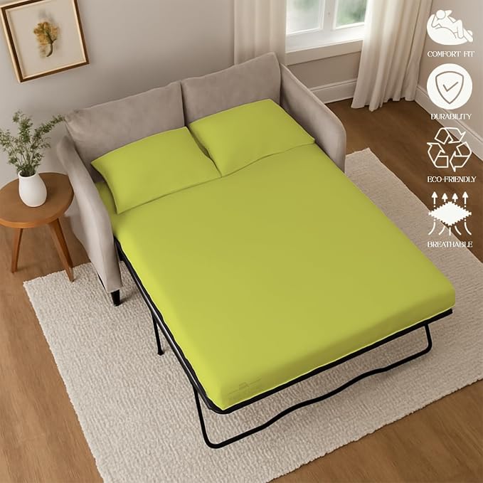 Sleeper Sofa Bed Sheet, 100% Cotton 400 Thread Count, 4 Piece Set, Deep Pocket - Image 5