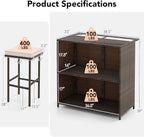 Tangkula 3 Piece Patio Bar Set, Outdoor Rattan Bar Table and 2 Stools - Image 8