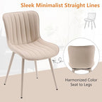 YOUNUOKE Mid-Century Modern Dining Chairs Set of 2, Cream PU Leather - Image 8