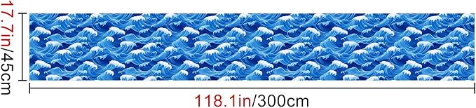 HOMETITUTE Ocean Blue Wave Pattern Wallpaper Peel and Stick Self Adhesive Vinyl - Image 2
