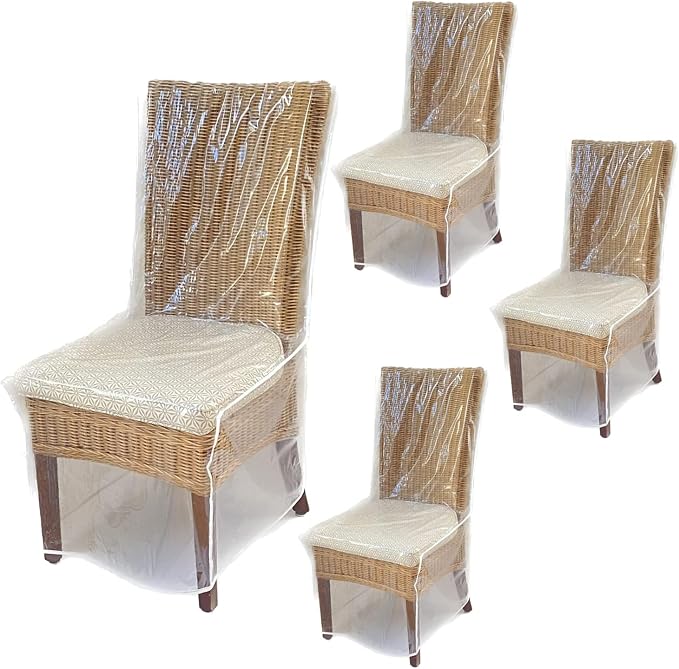 Evelots 4-Pack Clear PVC Dining Chair Covers, Spill-Resistant Protectors | by Evelots