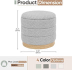 Round Storage Ottoman with Reversible Tray Lid, Folding Chenille Fabric - Image 3