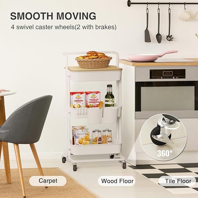 DTK 3 Tier Rolling Utility Cart - Image 4