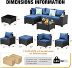 JOYURE 5 Pieces Patio Furniture Set All-Weather Outdoor Wicker Sectional - Image 3