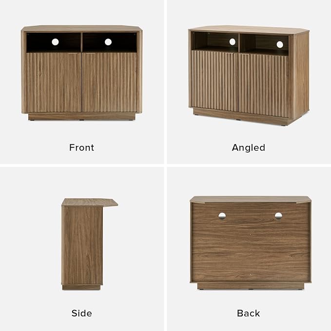 mopio Brooklyn Corner Storage Cabinet, Mid Century Modern Buffet, Entertainment - Image 8