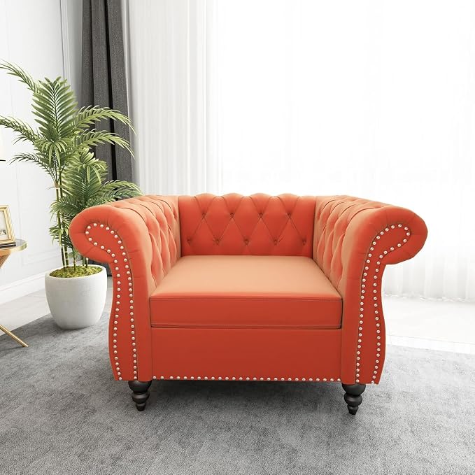 Mid-Century Sofa Chair, Velvet Accent Chair - Image 2