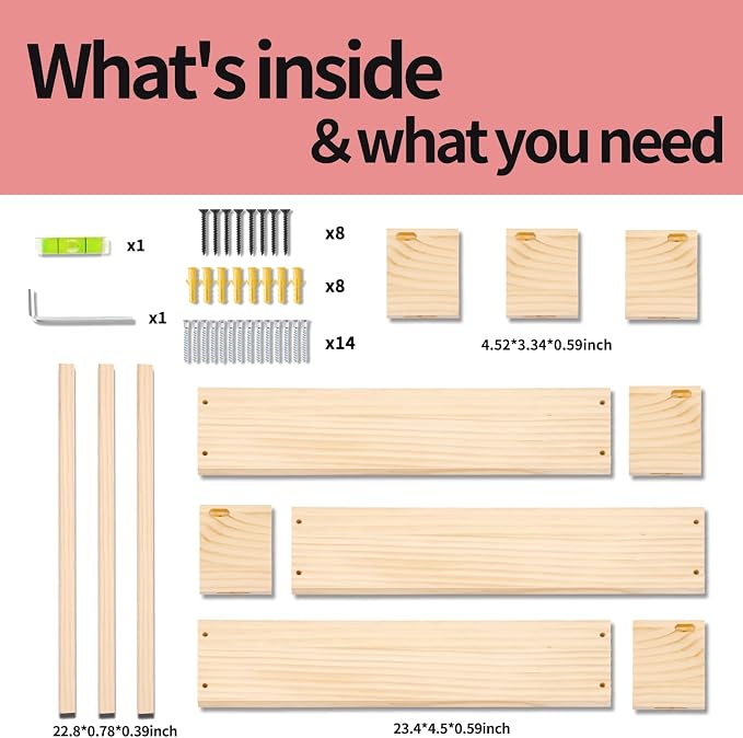 Fixwal Nursery Book Shelves, 23.6 Inch Floating Bookshelves - Image 7