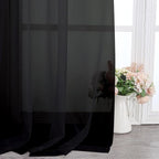 Simplebrand Black Sheer Curtains 120 Inches Long, Extra Long Rod Pocket Solid - Image 7