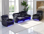 Power Recliner Sofa Set, Breathing Leather Reclining Couch Set, Home Theater by LYfurniture