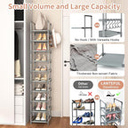 LANTEFUL Narrow Shoe Rack 10-Tier Tall Shoe Organizer Skinny Shoe Shelf Storage - Image 6