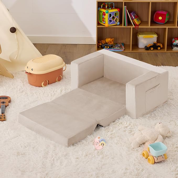 Kids Couch, 2-in-1 Toddler Chair Comfy 1-3 Years, Convertible Kids Chair - Image 7