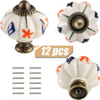 Ivory Pumpkin Knobs 12 Pack Ceramic Cabinet Knobs Vintage Drawer Pulls - Image 2
