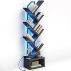 Casaottima 6-Tier Tree Bookshelf — Narrow Floor Standing Bookcase, Tall Steel & - Image 8